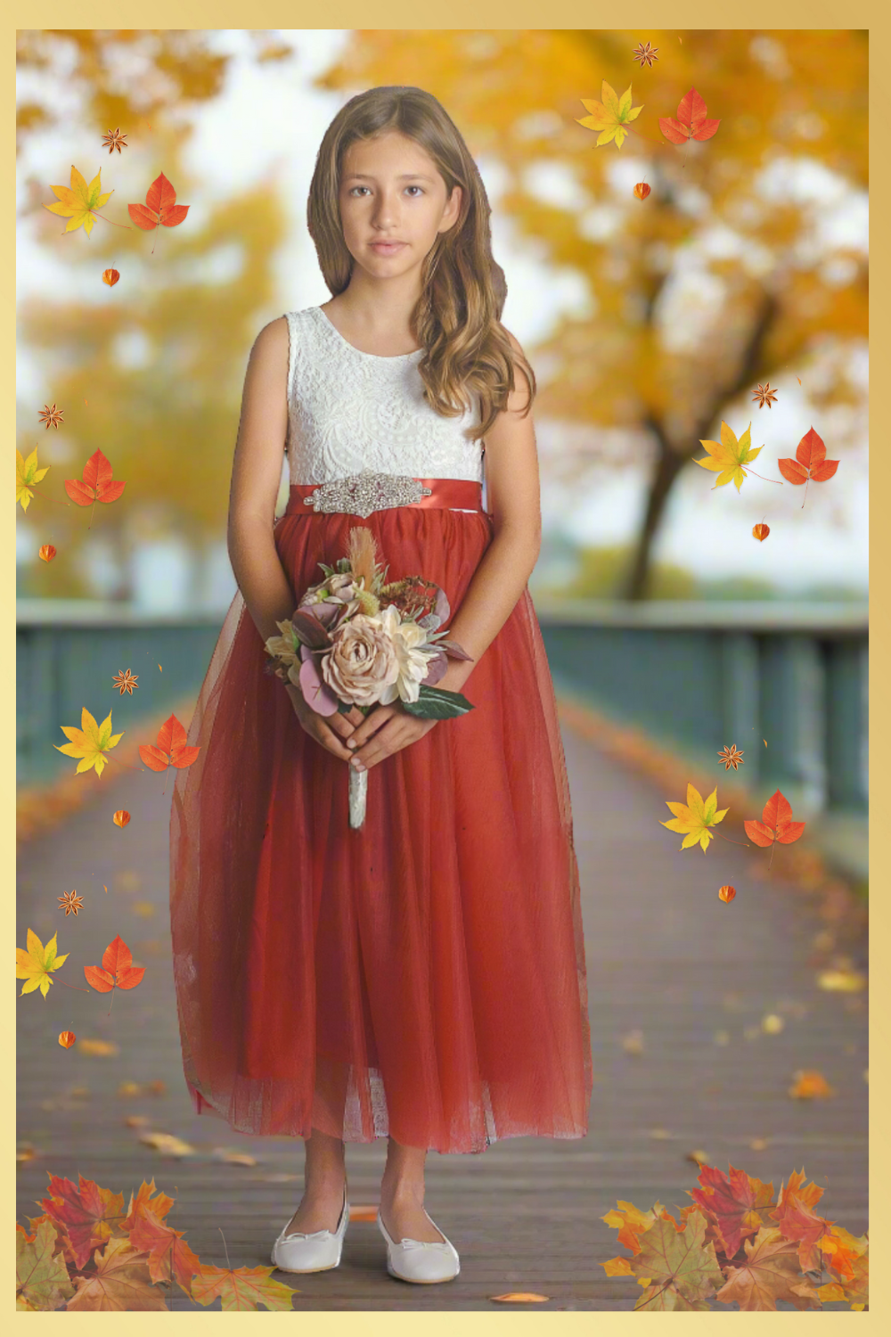 The Peony - Rust Flower Girl Dress - Sleeveless
