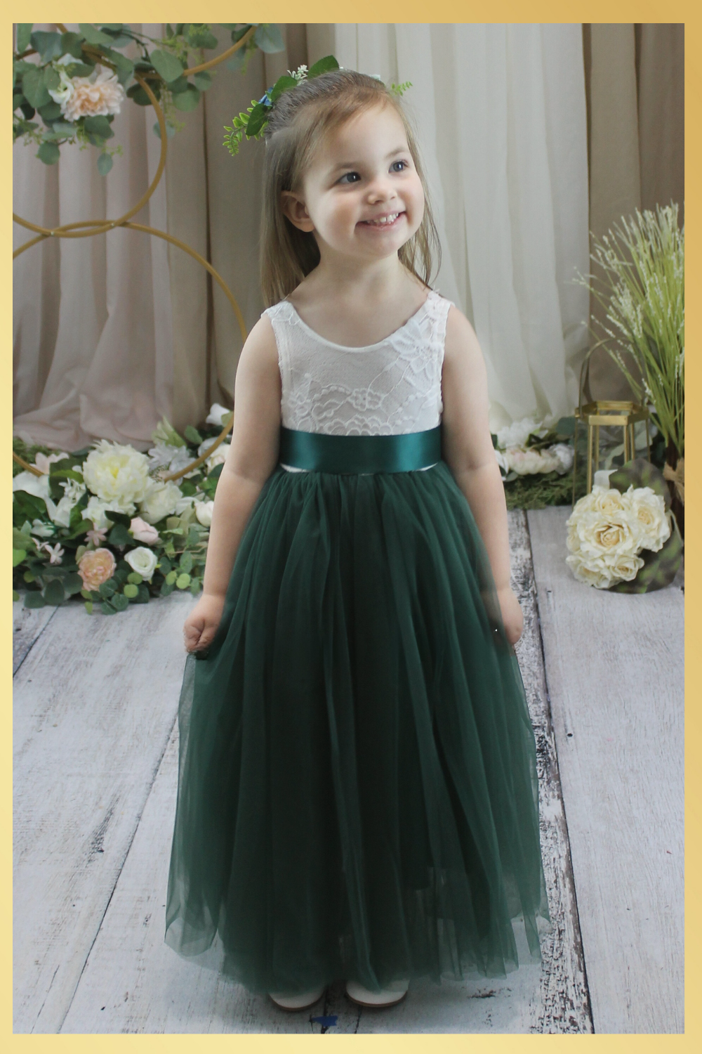 Green flower girl dress