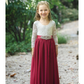 Burgundy Long Sleeve Flower Girl Dress with Flower Sash - Tulip
