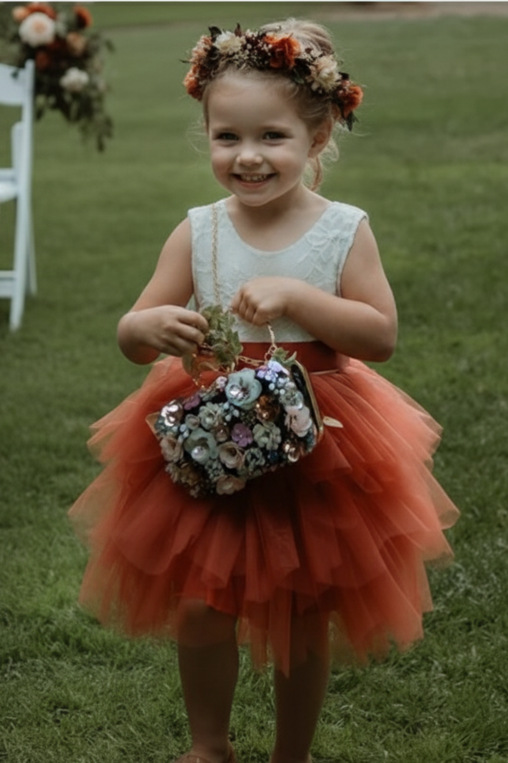 Burnt Orange Sleeveless Flower Girl Dress – Daisy