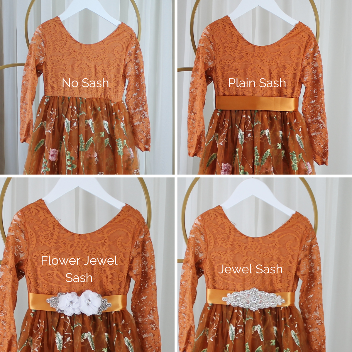The Poppy - Girls Floral Dress - Burnt Orange
