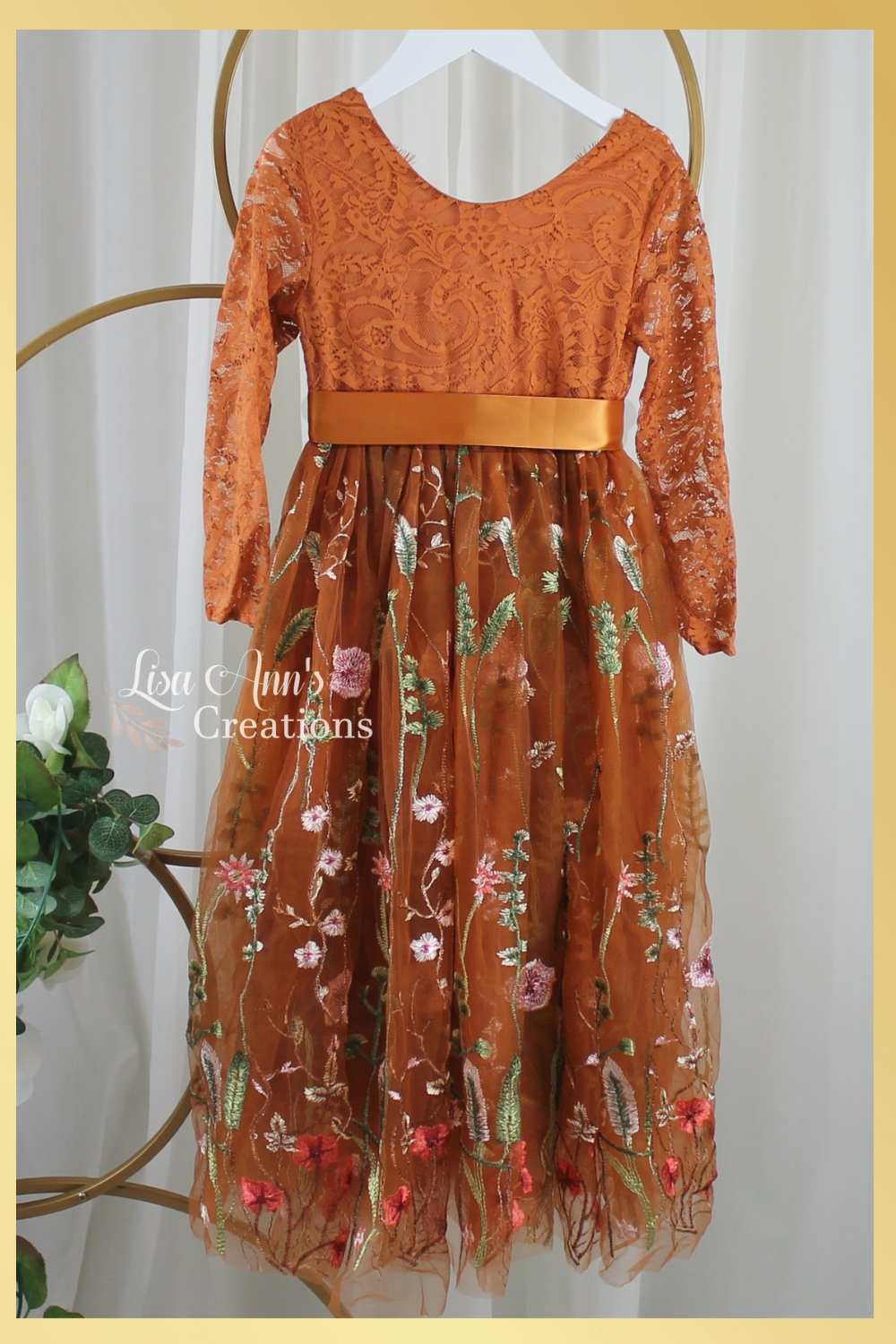 toddler flower girl dress in burnt orange