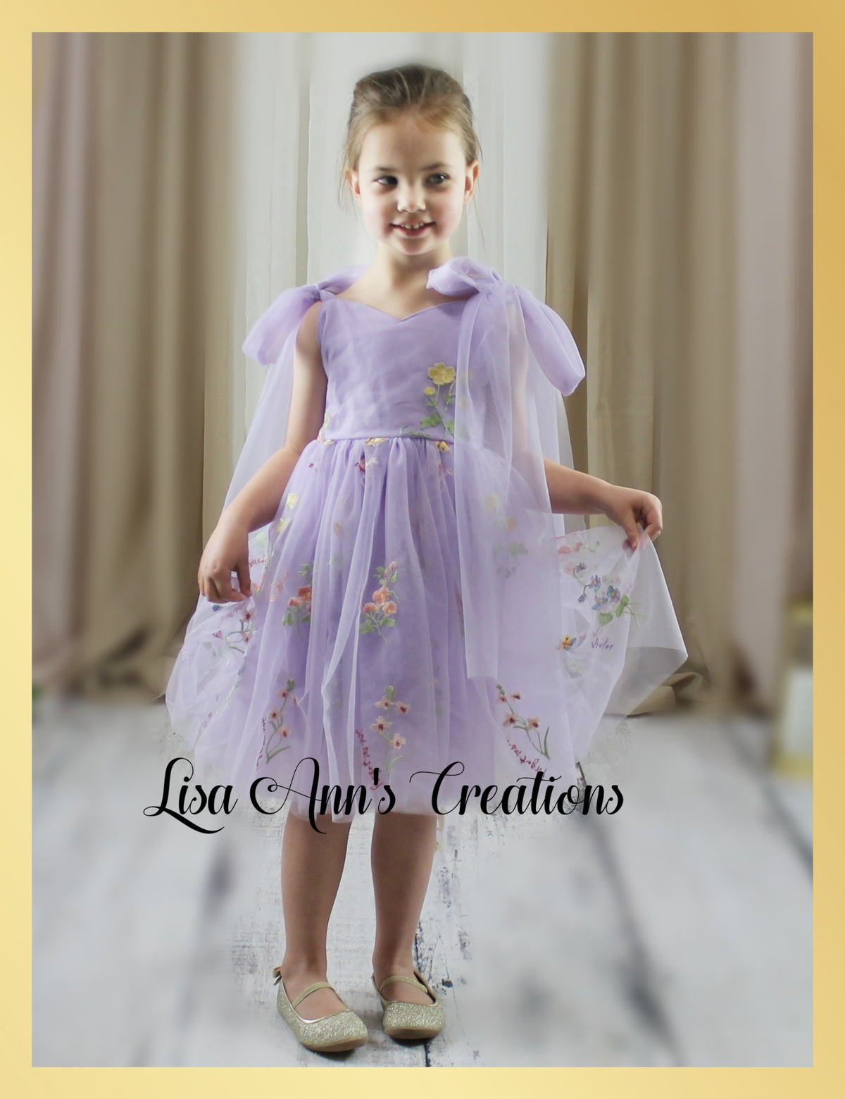 Flower girl dress with floral embroidery