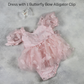Light pink butterfly dress with one butterfly  hair clip