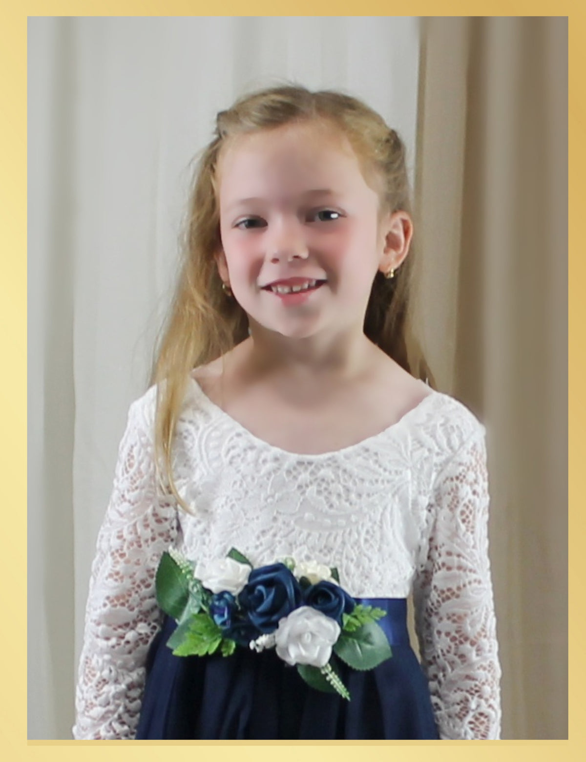 Navy floral sash for wedding
