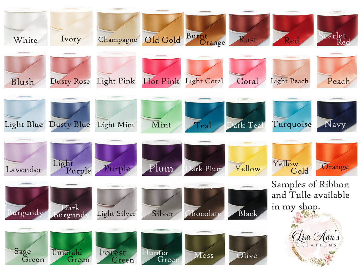 Tulle flower girl dress color chart with available skirt and sash colors