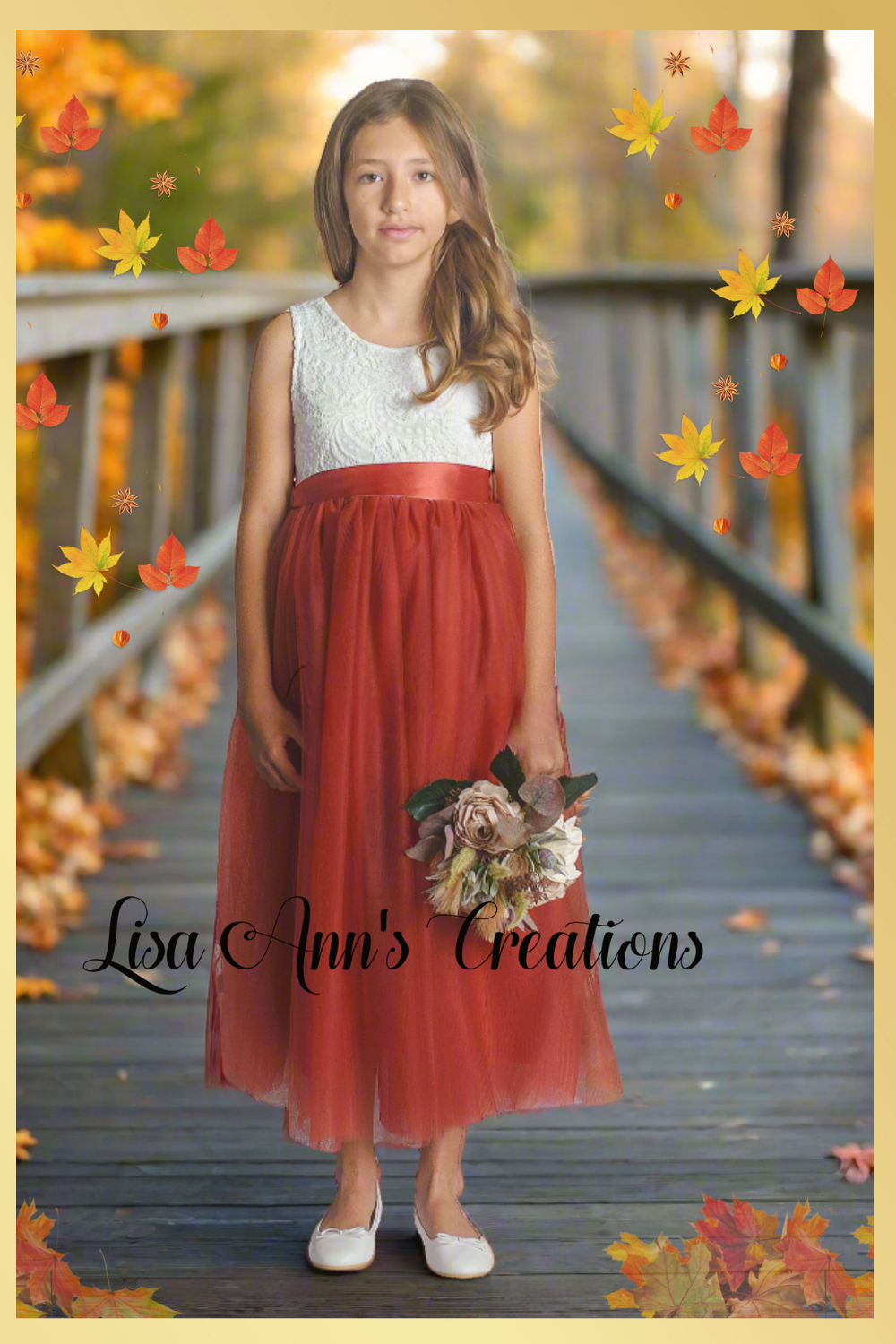 The Peony - Rust Flower Girl Dress - Sleeveless