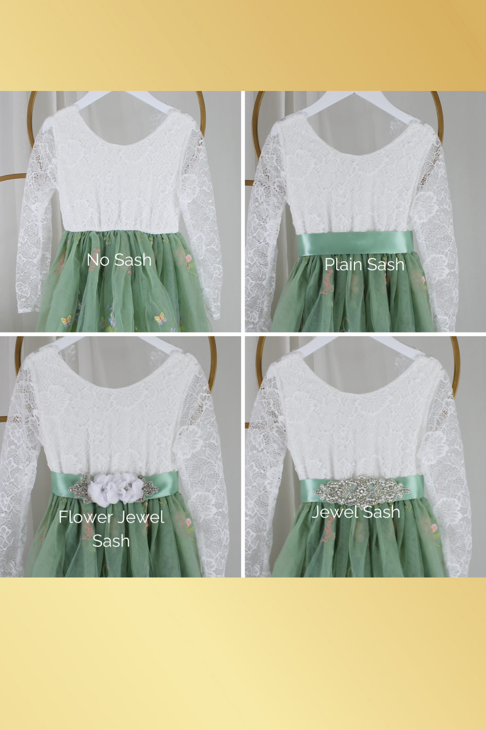 Sage floral dress sashes
