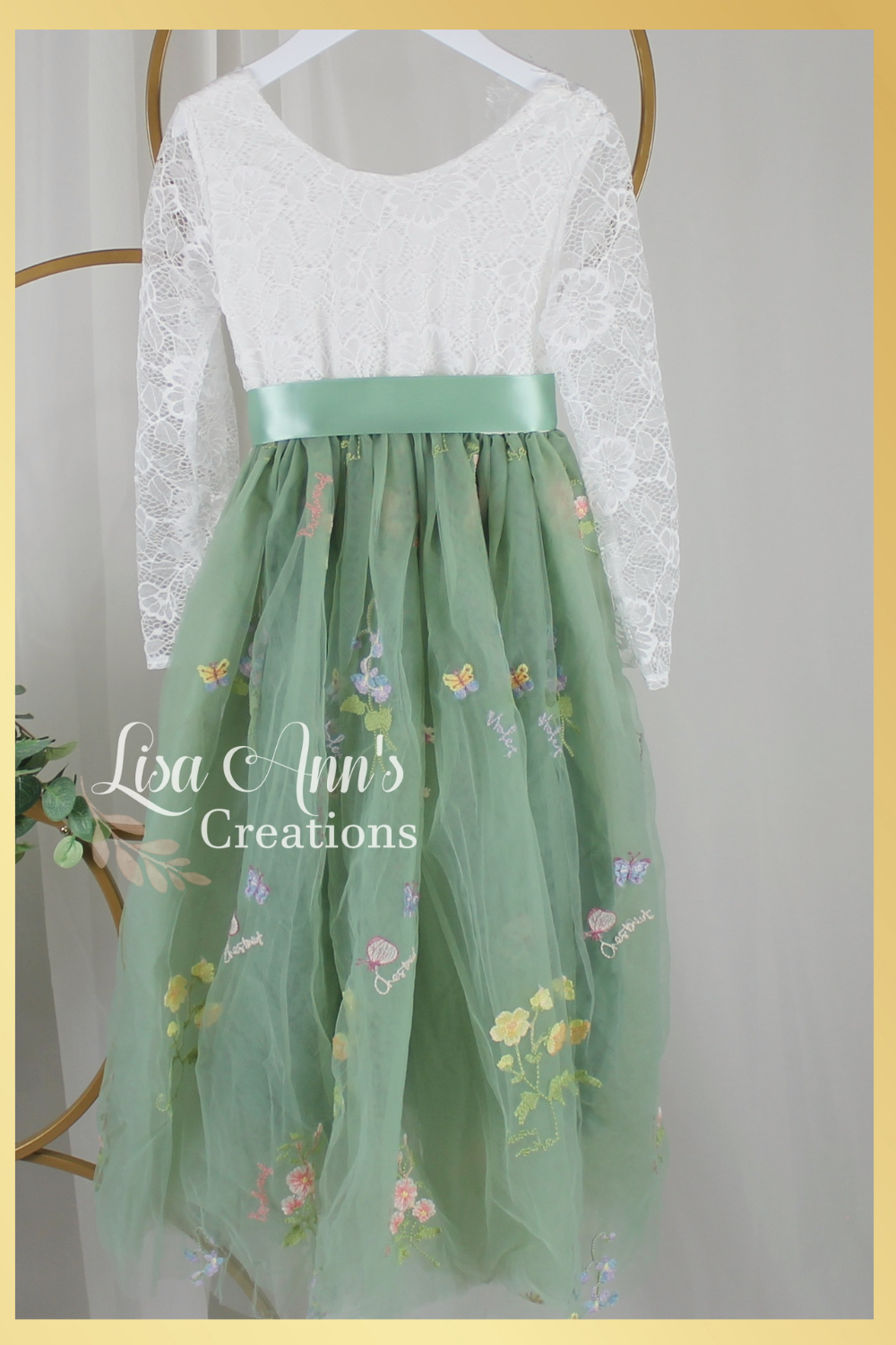 Baby girl Easter Dress in sage floral