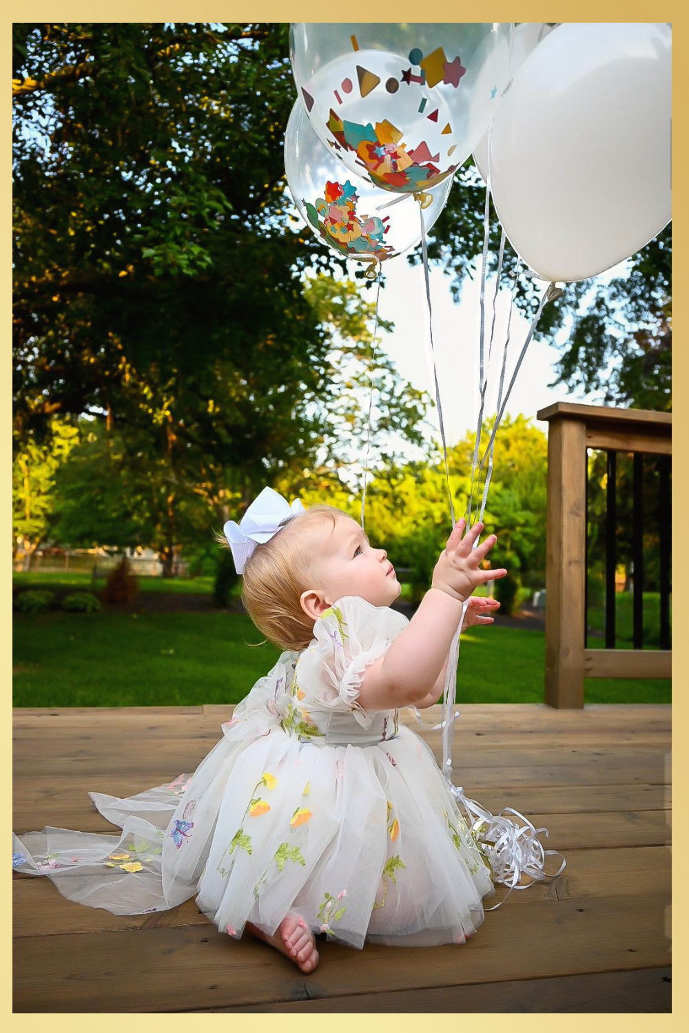 White floral 1st birthday dress for spring and summer  or other special occasions like birthdays and holidays. 