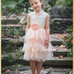 Light Peach Flower Girl dress in tulle and white lace